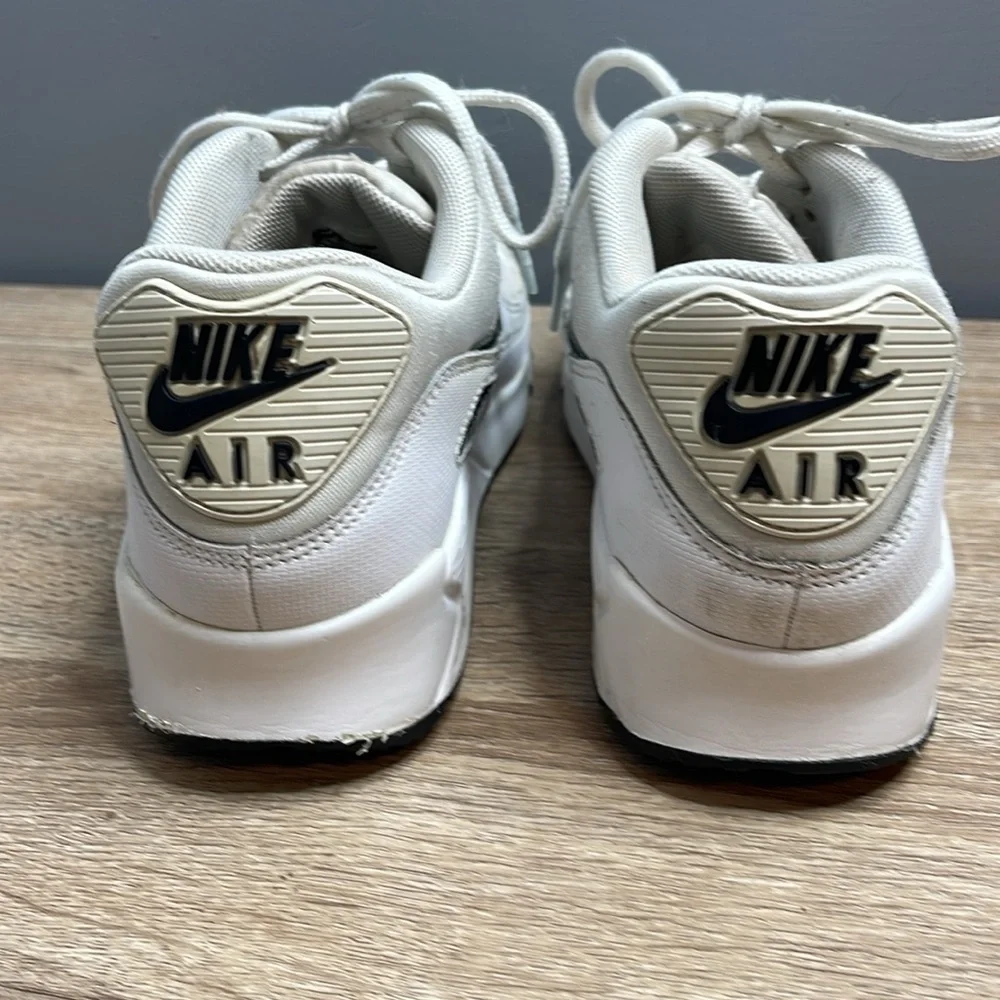 NIKE Air Max 90 Shoes Sneakers White Black Leather Textile Size 8 - Picture 7 of 11